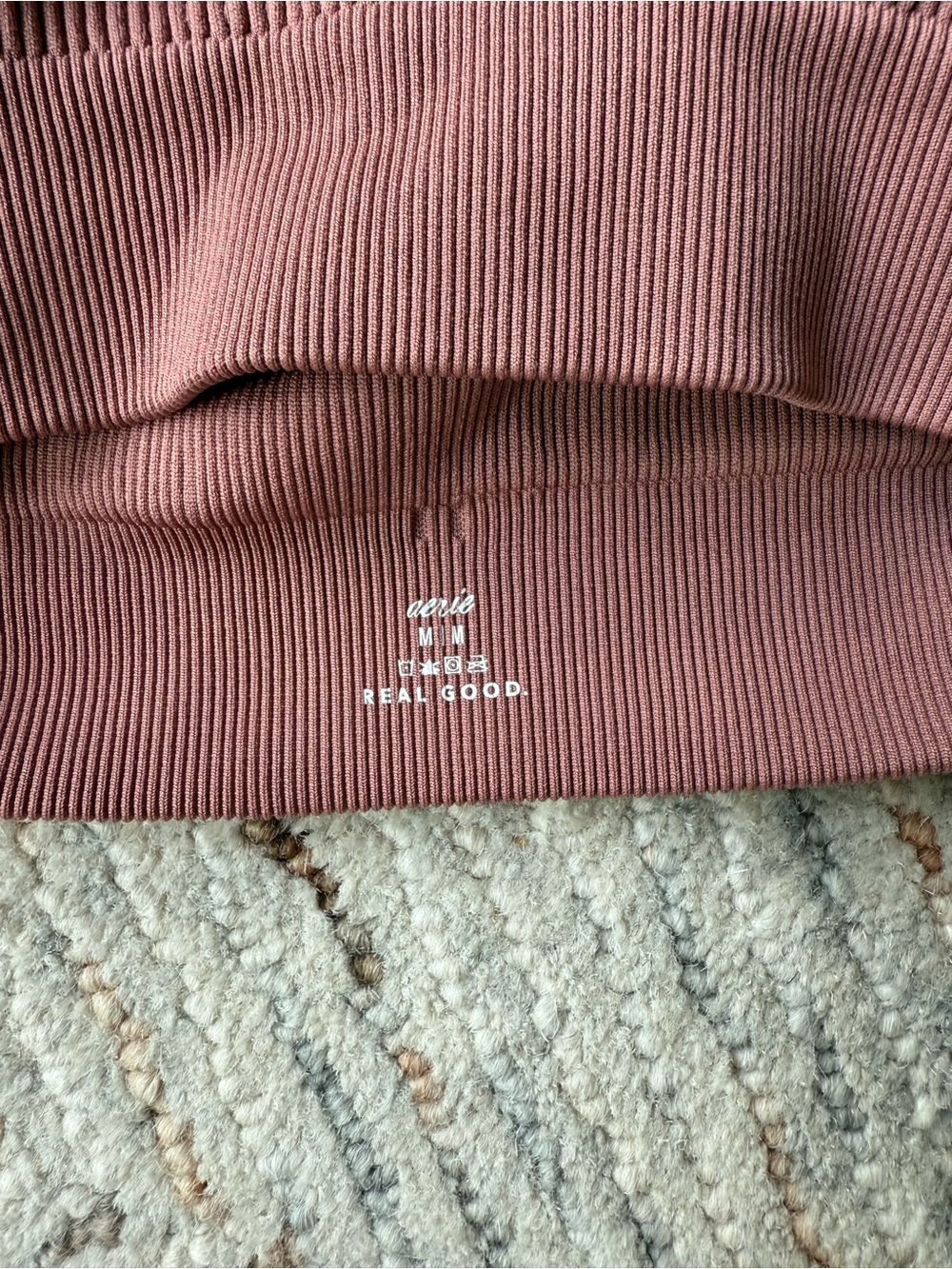 Aerie Mauve Ribbed Sports Bra/Cropped Tank - Picture 3 of 3